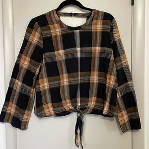 Madewell plaid long sleeve blouse / shirt size large